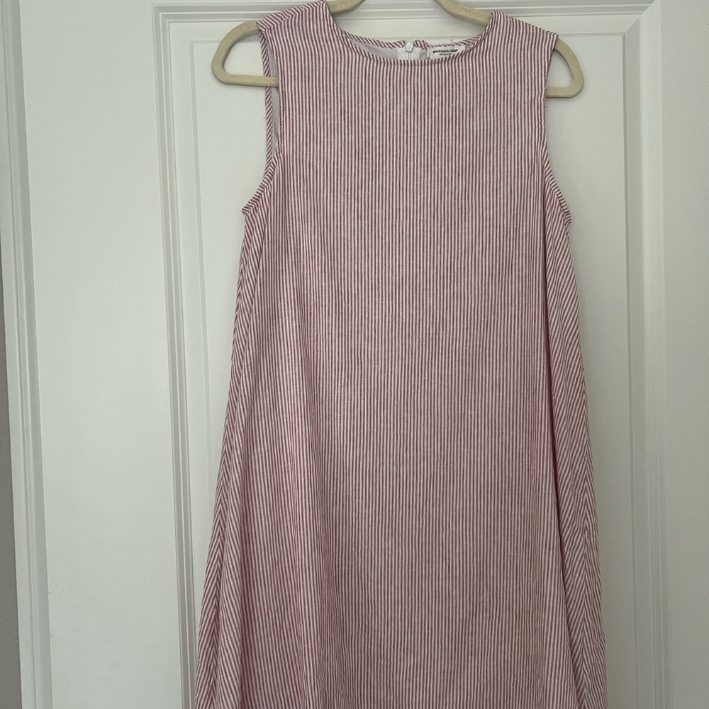 beachlunchlounge Pink and White Striped Sleeveless A-Line Dress